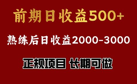 前期日收益500,熟悉后日收益2000左右,正规项目,长期能做,兼职全职都行