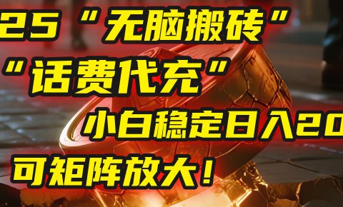 无脑搬砖项目:靠“话费代充”,小白稳定日入200+,可矩阵放大!