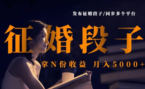 发布征婚段子，同步多个平台，拿N份收益，月入5000+