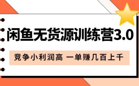 闲鱼无货源训练营3.0:竞争小利润高 一单赚几百上千(教程+手册)第3次更新