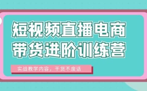短视频直播电商带货进阶训练营：实战教学内容，干货不废话