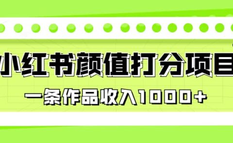 适合0基础小白的小红书颜值打分项目,一条作品收入1000+