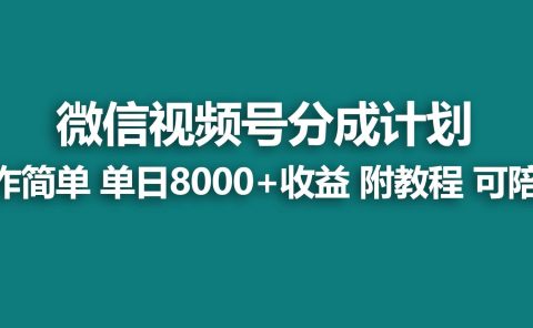 【蓝海项目】视频号分成计划，快速开通收益，单天爆单8000+，送玩法教程