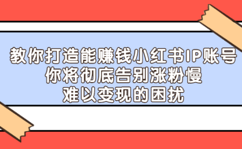 教你打造能赚钱小红书IP账号,了解透彻小红书的真正玩法