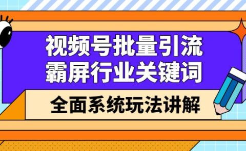 视频号批量引流,霸屏行业关键词(基础班)全面系统讲解视频号玩法【无水印】