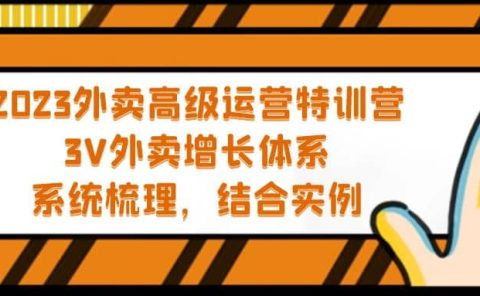 2023外卖高级运营特训营：3V外卖-增长体系，系统-梳理，结合-实例