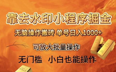 去水印小程序+拼多多 无脑搬砖 ,单号日入1000+ 保姆级教程 可放大批量操作