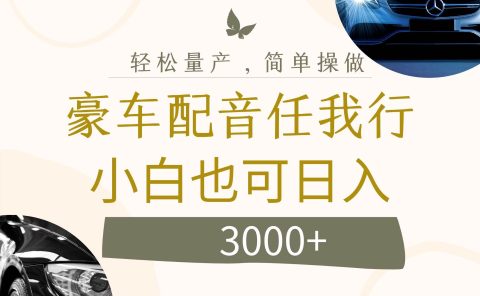 不为人知的暴力小项目,豪车配音,日入3000+