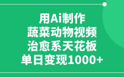 用Ai制作蔬菜动物视频，单日变现1000+，治愈系天花板