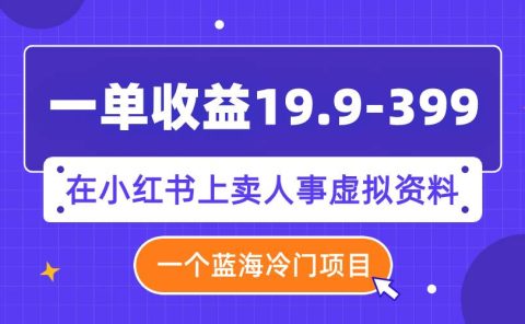 一单收益19.9-399，一个蓝海冷门项目，在小红书上卖人事虚拟资料