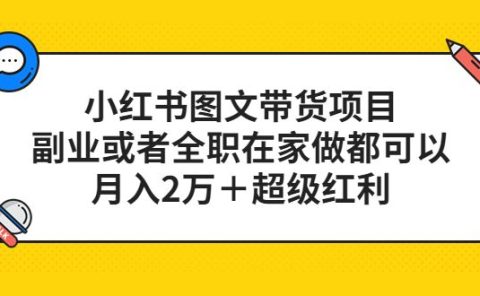 小红书图文带货项目，副业或者全职在家做都可以