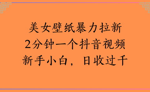 美女壁纸暴力拉新2分钟一个抖音视频新手小白,日收过千