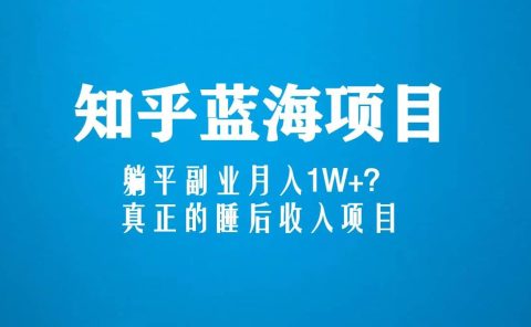 知乎蓝海玩法，真正的睡后收入项目（6节视频课）