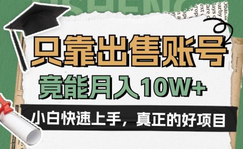 一个不起眼却很暴力的项目,只靠出售账号,竟能月入10W+