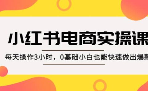 小红书·电商实操课：每天操作3小时，0基础小白也能快速做出爆款