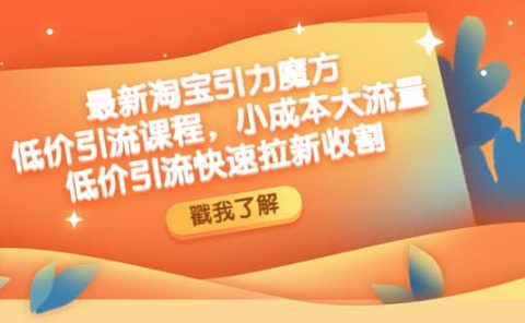 最新淘宝引力魔方低价引流实操:小成本大流量