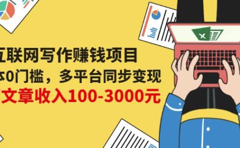 互联网写作赚钱项目:0成本0门槛,多平台同步变现,单篇文章收入100-3000元