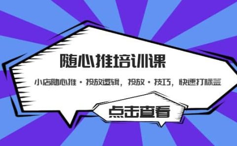随心推培训课：小店随心推·投放逻辑，投放·技巧，快速打标签