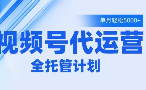 视频号代运营2.0，全程托管招募，单月轻松变现5000+