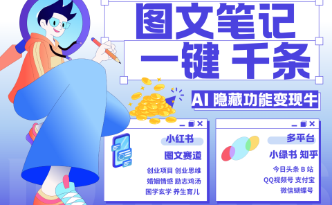 小红书小绿书 秒生图文一键千条 轻松变现3W+