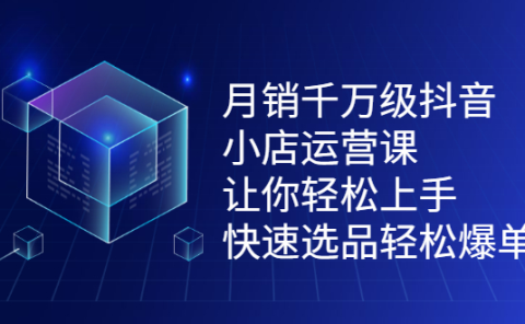 月销千万级抖音小店运营课，让你轻松上手、快速选品轻松爆单