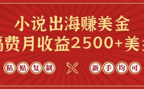 小说出海赚美金，稿费月收益2500+美金，仅需chatgpt粘贴复制，新手也能玩转