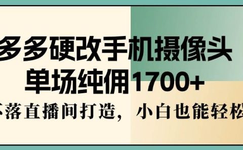 多多硬改手机摄像头，单场纯佣1700+，日不落直播间打造，小白也能轻松操作