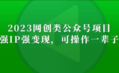 2023网创类公众号项目,强IP强变现,可操作一辈子