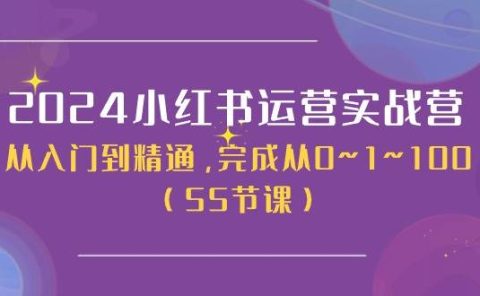 2024小红书运营实战营，从入门到精通，完成从0~1~100（50节课）
