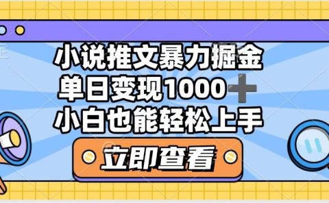 2025年小说推文暴力玩法，单日收益1000+，小白看完即可上手