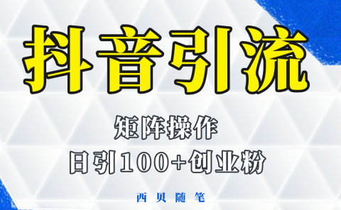 抖音引流术，矩阵操作，一天能引100多创业粉