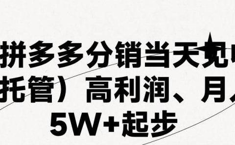 最新拼多多模式日入4K+两天销量过百单,无学费、 老运营代操作、小白福...