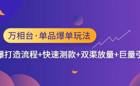 万相台·单品爆单玩法,单爆打造流程+快速测款+双渠放量+巨量引爆