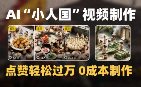 爆款1000W+微缩景观迷你小人国AI视频，0成本制作全流程教学