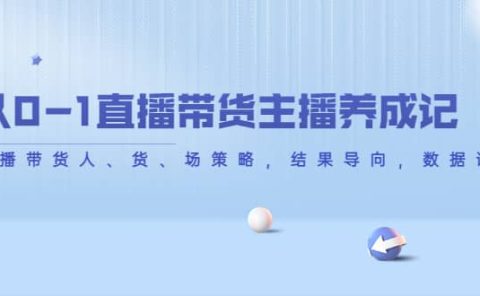 从0-1直播带货主播养成记，直播带货人、货、场策略，结果导向，数据说话