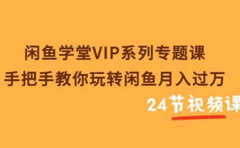 闲鱼学堂VIP系列专题课：手把手教你玩转闲鱼月入过万（共24节视频课）