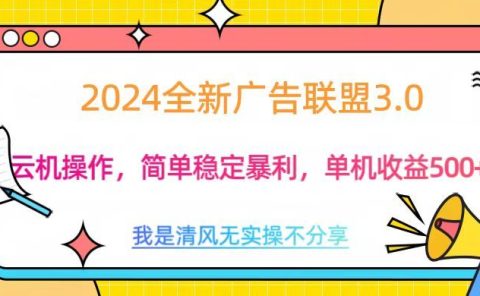 3.0最新广告联盟玩法，单机收益500+