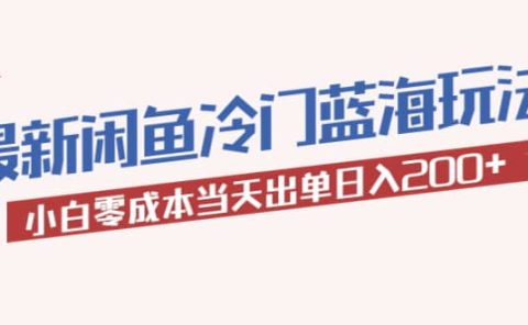 2023最新闲鱼冷门蓝海玩法,小白零成本当天出单日入200+