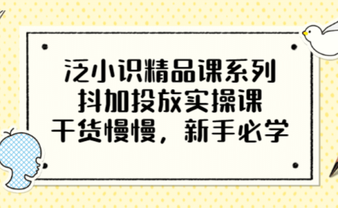 泛小识精品课系列:抖加投放实操课,干货慢慢,新手必学(12节视频课)