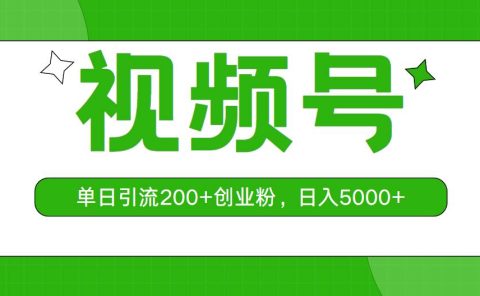 视频号，单日引流200+创业粉，日入5000+