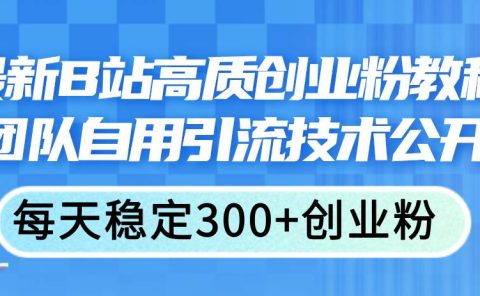 最新B站高质创业粉教程,团队自用引流技术公开