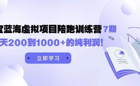 黄岛主《淘宝蓝海虚拟项目陪跑训练营7期》每天200到1000+的纯利润