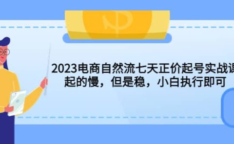 2023电商自然流七天正价起号实战课:起的慢,但是稳,小白执行即可