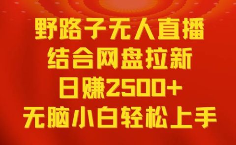 无人直播野路子结合网盘拉新，日赚2500+多平台变现，小白无脑轻松上手操作