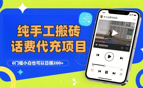 纯“手工搬砖”话费会员代充项目,零门槛小白也可以日赚200+,工作室可以复制扩大