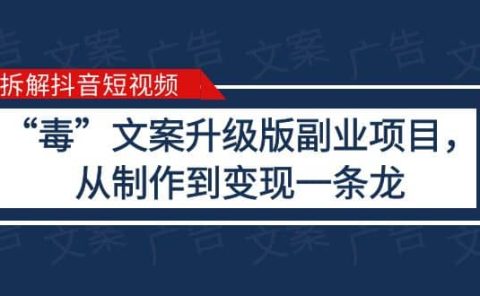拆解抖音短视频：“毒”文案升级版副业项目，从制作到变现（教程+素材）