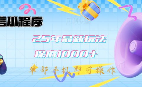 2025年最新升级小程序挂机玩法：一部手机实现财富自由