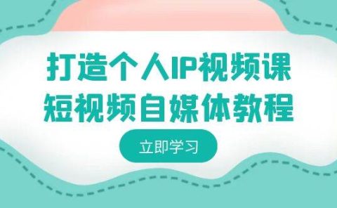 打造个人IP视频课-短视频自媒体教程，个人IP如何定位，如何变现