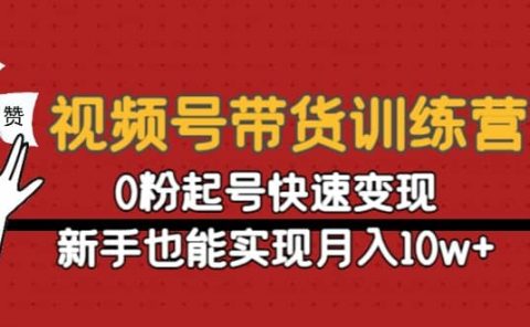 视频号带货训练营：0粉起号快速变现
