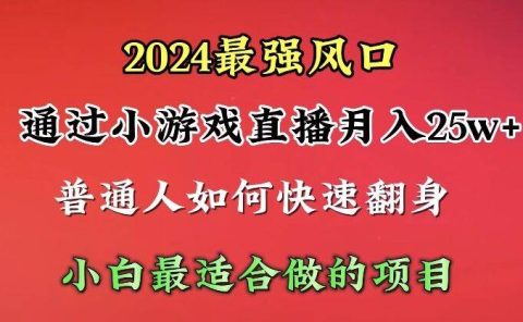 2024年最强风口,通过小游戏直播月入25w+单日收益5000+小白最适合做的项目